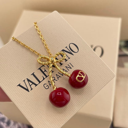 18K VLogo Red Cherry Gold Necklace