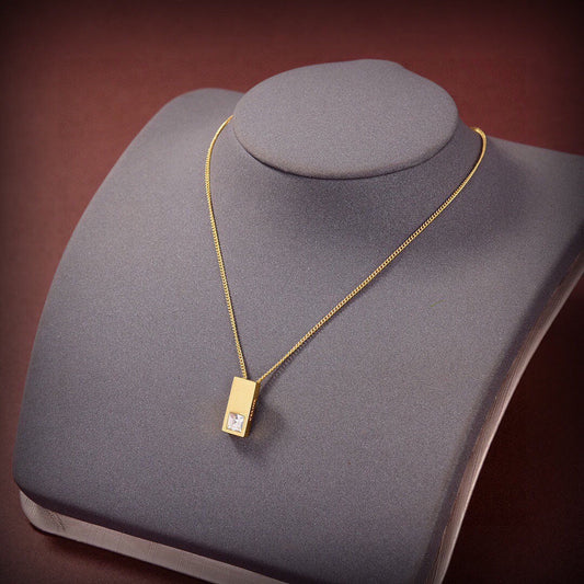 18K Celine Sentimental Double Square Diamond Necklace