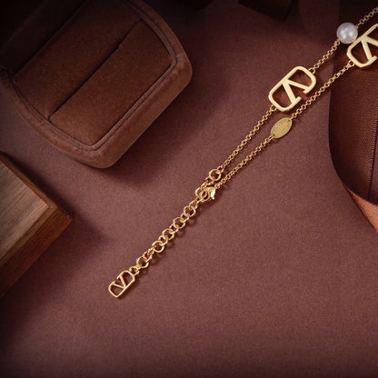 18K Valentino VLogo Necklace
