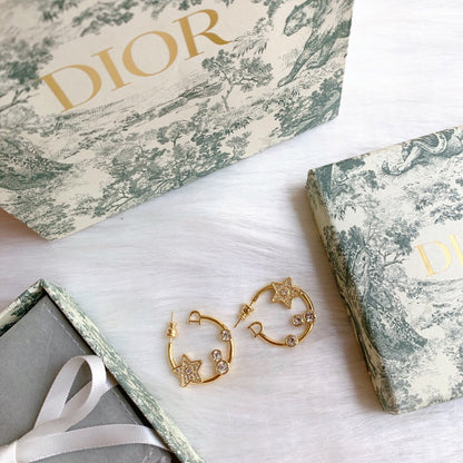 18K Dior Star Pink Crystals Earrings