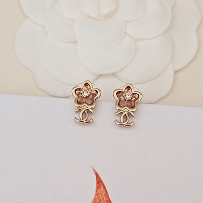 18K  Chanel Pink Crystal Earrings