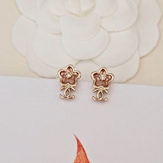 18K  Chanel Pink Crystal Earrings