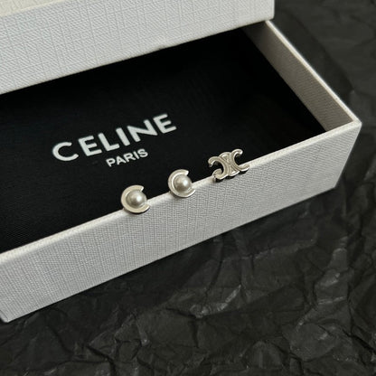 18K Celine Pearl Gold Earrings