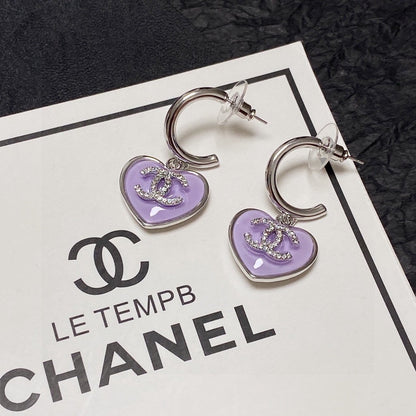 18K  Chanel Purple Heart Earrings