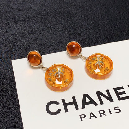 18K  Chanel Orange Pendant Earrings