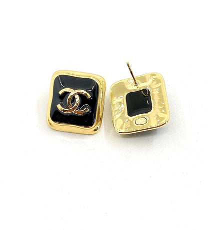 18K Square  Chanel Earrings