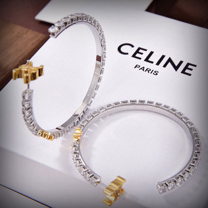 18K Celine Diamonds Hoops Earrings