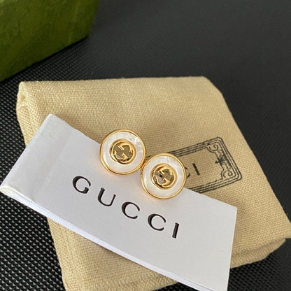 18K Double Gucci Gold Pearl Earrings