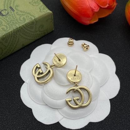 18K Double Gucci Crystals Earrings