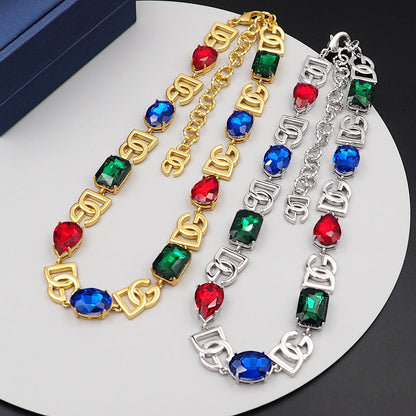 18K DG Crystals Choker Necklace