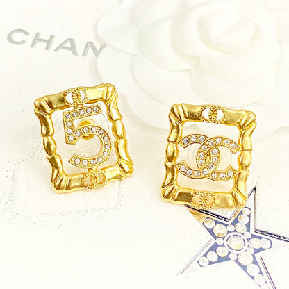 18K  Chanel No.5 Square Diamond Earrings