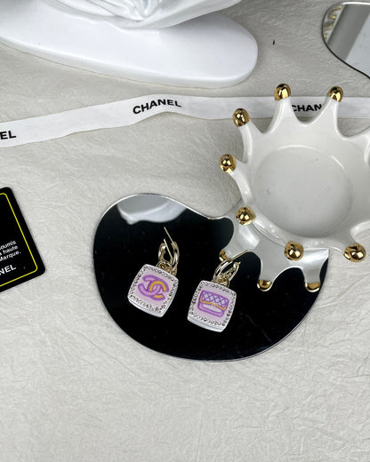 18K  Chanel Pink Bottle Earrings