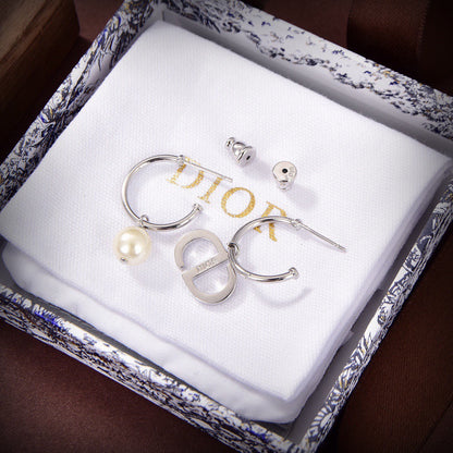 18K Petit Dior Pearl Earrings