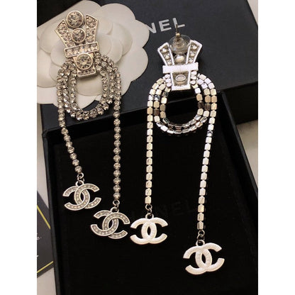 18K  Chanel Tassel Crystal Earrings