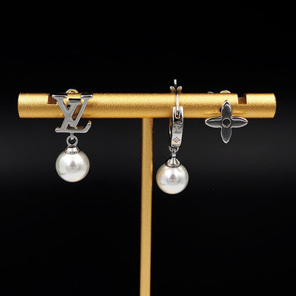 18K Louis Vuitton Monogram Pearls Earrings
