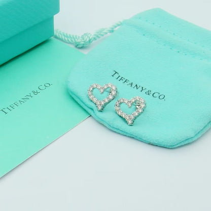18K Tiffany Heart Diamonds Earrings