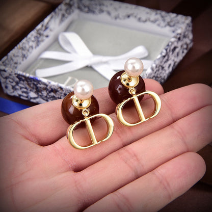 18K Dior Tribales Brown Resin Pearls Earrings