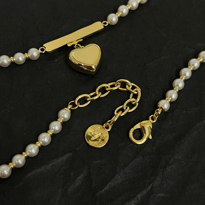 18K Celine Heart Pearl Necklace