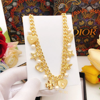 18K Dior Star Pearl Gold Necklace
