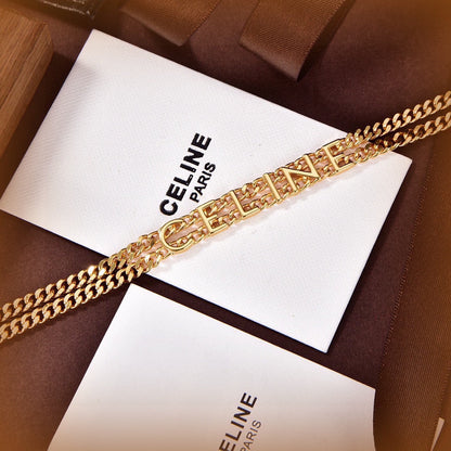 18K Celine Script Choker Necklace