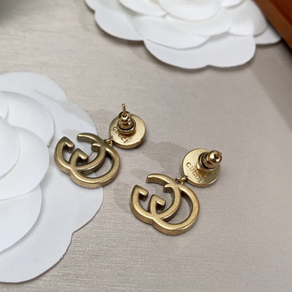 18K Double Gucci Crystal Pendant Earrings