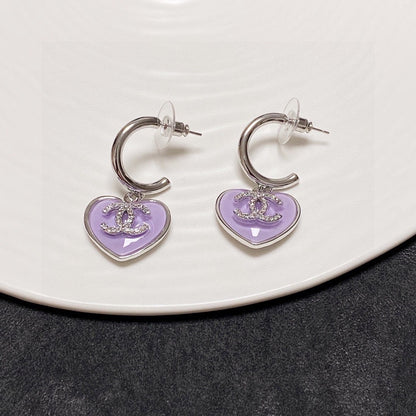 18K  Chanel Purple Heart Earrings