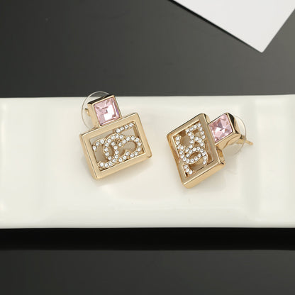 18K  Chanel Square Diamond Earrings