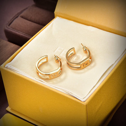 18K Fendi Forever Oval Earrings