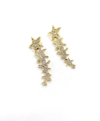 18K  Chanel Star Diamonds Pendant Earrings