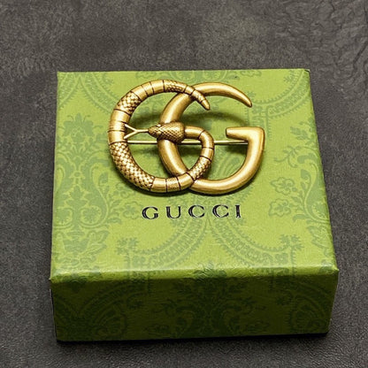 18K Double Gucci Snake Brooch
