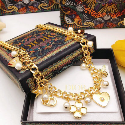 18K Dior Star Pearl Gold Necklace