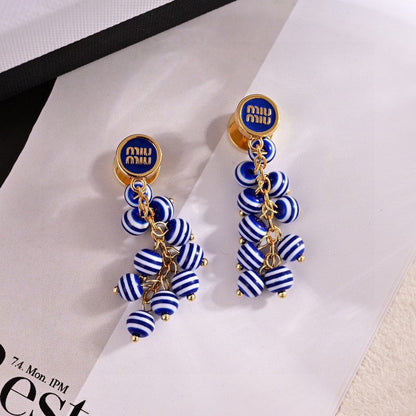 18K Miu Blue & Pink Ball Earrings