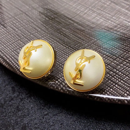 18K YSL White & Red Earrings