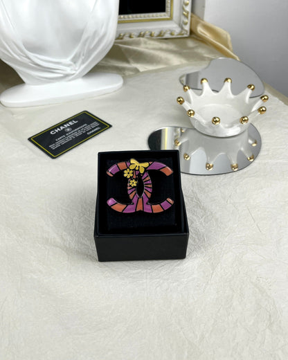 18K  Chanel Pink Resin Brooch