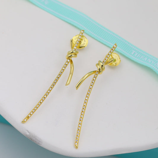 18K Tiffany Knot Drop Diamonds Earrings