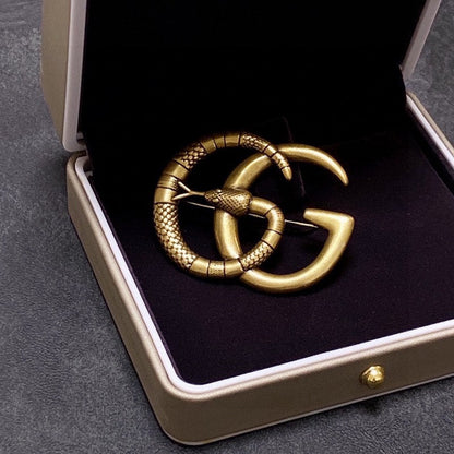 18K Double Gucci Snake Brooch