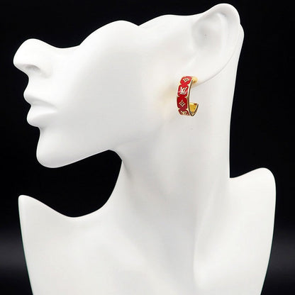 18K Louis Vuitton Nanogram Enamel Earrings