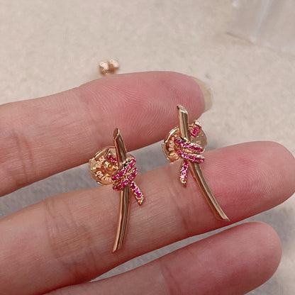 18K Tiffany Knot Pink Diamonds Earrings