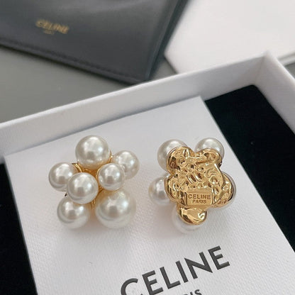 18K Celine Pearls Gold Earrings