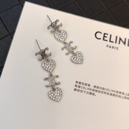 18K Celine Heart Pendant Earrings