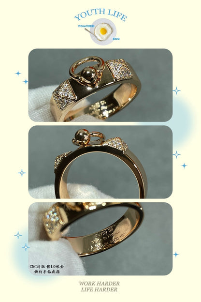 18K Collier De Chien Lock Diamonds Hermes Ring