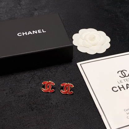 18K  Chanel Red Resin Earrings