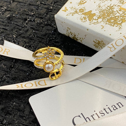 18K Dior Star Pearl Ring
