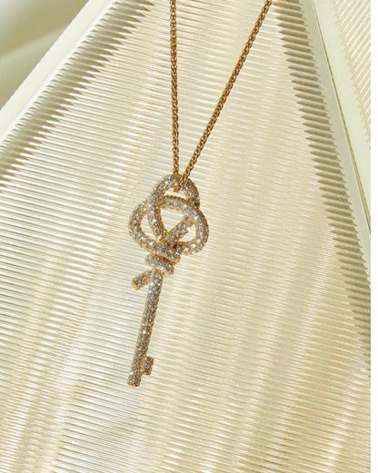 18K Tiffany Keys Woven Diamonds Large Necklace