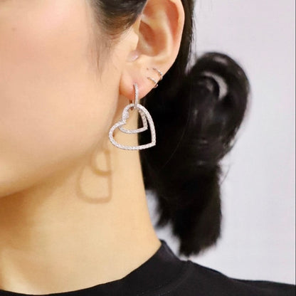 18K Tiffany Heart Diamond Earrings