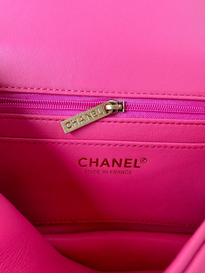 CHANEL SMALL 20 FLAP BAG IN DEEP PINK CALFSKIN