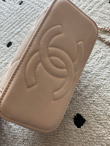 CHANEL 25S VANITY BAG 17 IN LIGHT PINK CAVIAR LEATHER