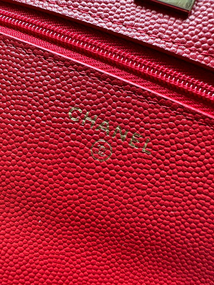 CHANEL 25S MINI FLAP BAG 19 IN RED CAVIAR LEATHER