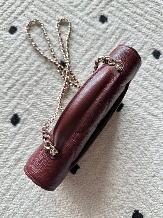 CHANEL 25S MINI FLAP BAG 19 IN DARK RED CAVIAR LEATHER