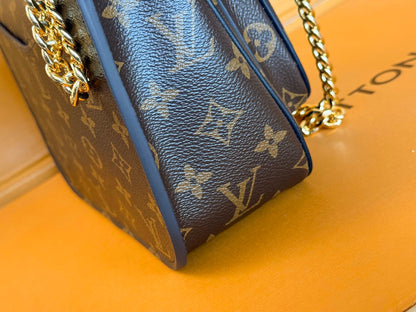 LOUIS VUITTON LV 25S CHAIN BAG 24 IN BROWN MONOGRAM CANVAS GOLD HARDWARE